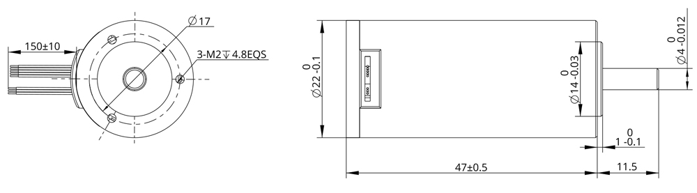 Dessin dimensionnel du moteur sans balais de 16mm